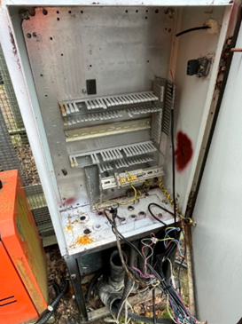 Interior of existing control panel – stripped and corroded