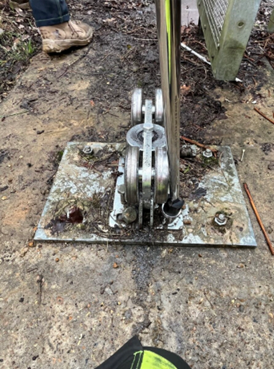Existing cantilever support post and roller assembly